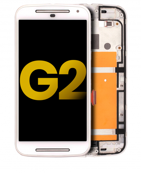 Motorola Moto G2 (XT1068 / 2014) Screen Replacement White With Frame